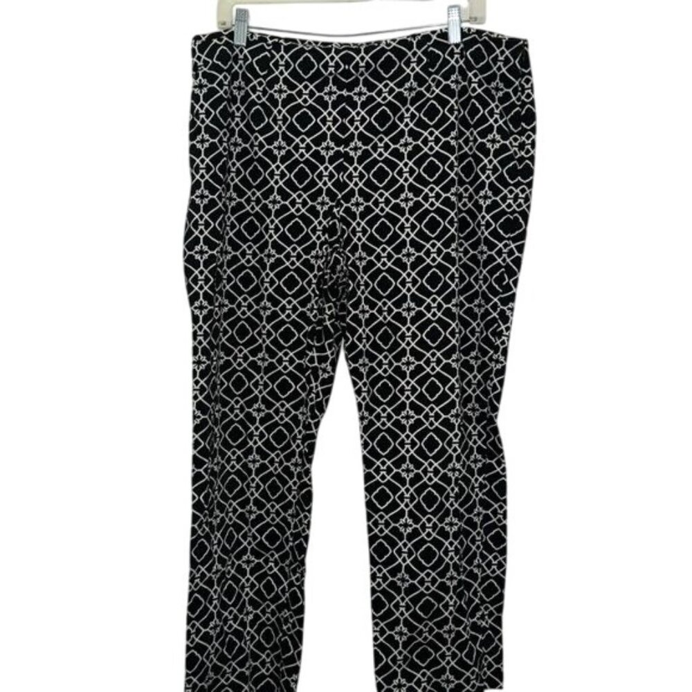 Charter Club Classic Fit Black & White Geometric Print Pants Size 16